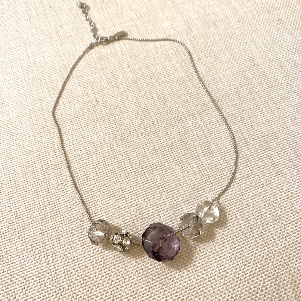 Express purple clear stone necklace